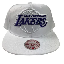 Los Angeles Lakers Hat Cap Mens Snapback NBA Mitchell & Ness Whiteout Pop