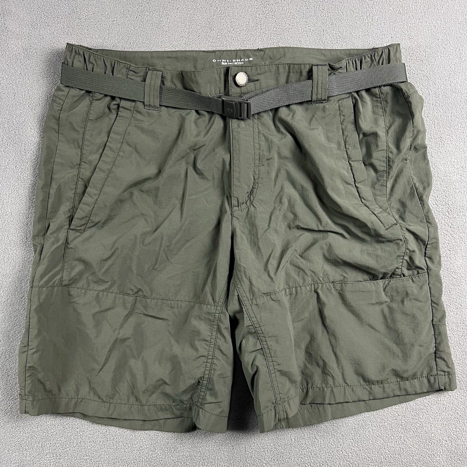 Columbia PFG Shorts Mens 38 Green Omni Shade Belted Cargo Outdoor Hiking