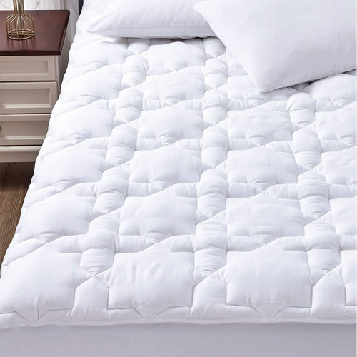 Queen Mattress Pad Cotton Mattress Cover Quilted Fitted Mattress Protector No...