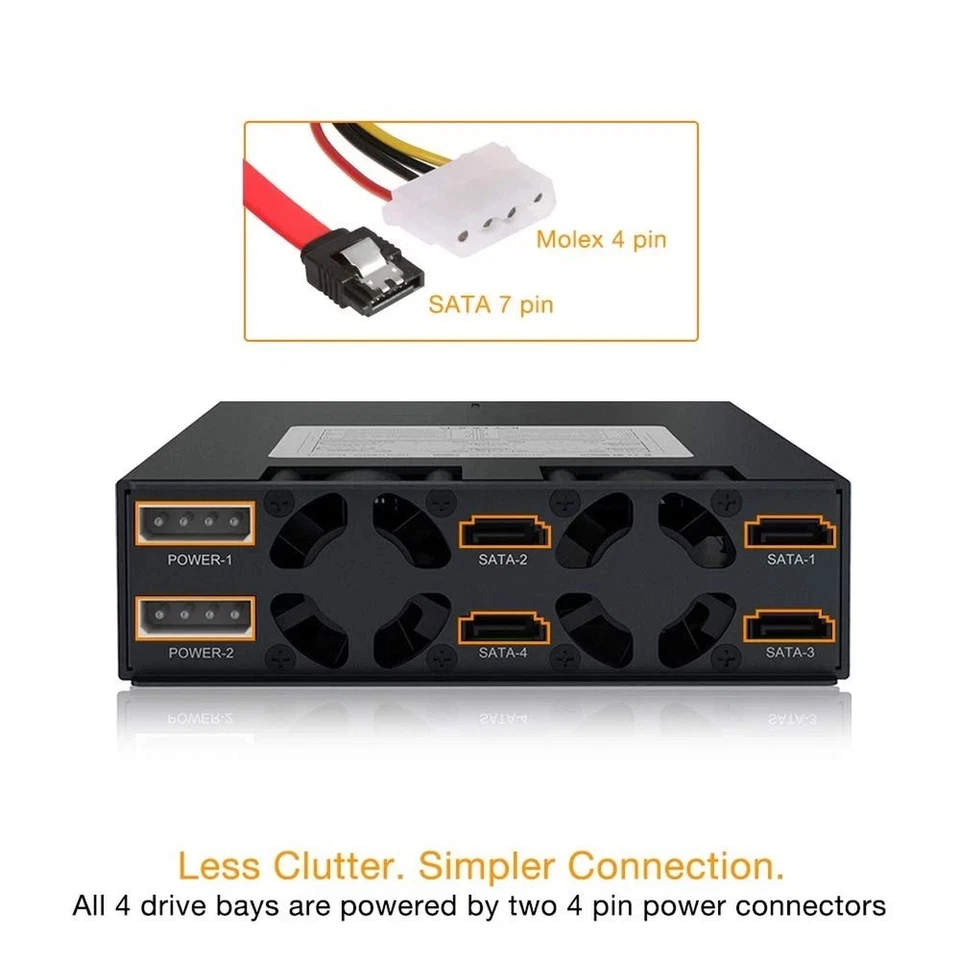 ICY DOCK Rugged 4 x 2.5 SAS/SATA HDD/SSD Mobile Rack Enclosure for 5.25" Bay ... - Image 3 of 4
