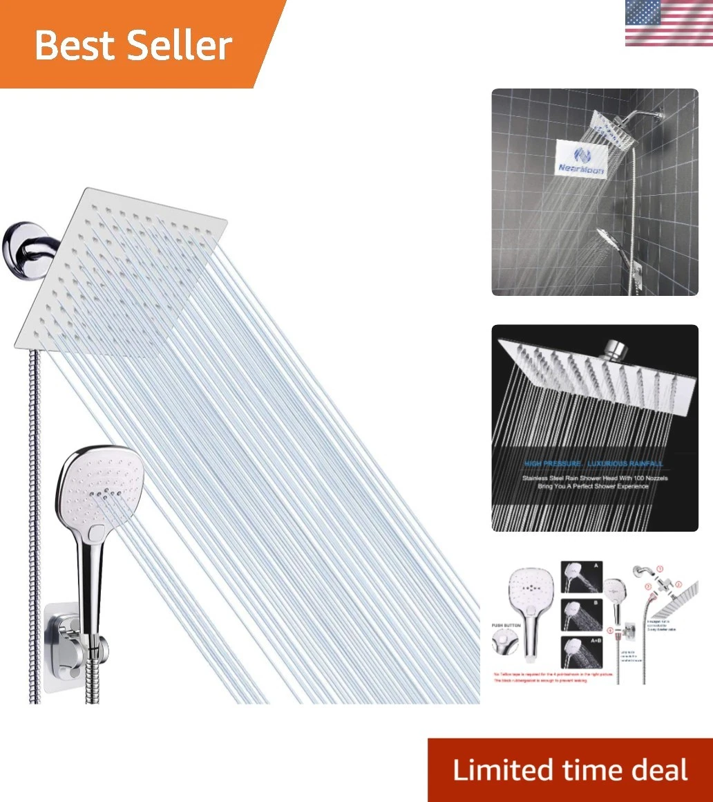 Adjustable Shower Head Combo: Handheld & Wall-Mounted with Luxury Chrome Finish