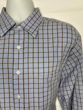 Chaps XL dress shirt men's blue plaid long sleeve 17-17.5 34/35