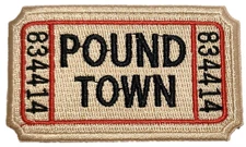 PatchClub Ticket to Pound Town Patch - Hook&Loop - Fully Embroidered, Beige New