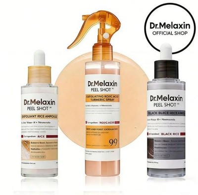 Dr. Melaxin Peel Shot 3-Piece Exfoliant Set Rice & Black Rice Skincare Free Ship