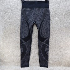 Womens Leggings Size Large Black Gray Seamless Stretch Activewear