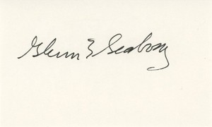 Glenn Seaborg- Signed Index Card