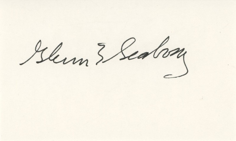 Glenn Seaborg- Signed Index Card