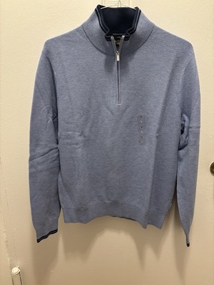 Michael Kors Men's Light Blue Quarter Zip Sweater Large 100% Cotton NWT