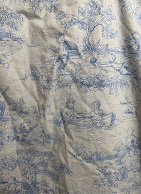 Baby Boy Toile Blue Mink Crib Blanket Throw French Country Farmhouse Cottagecore