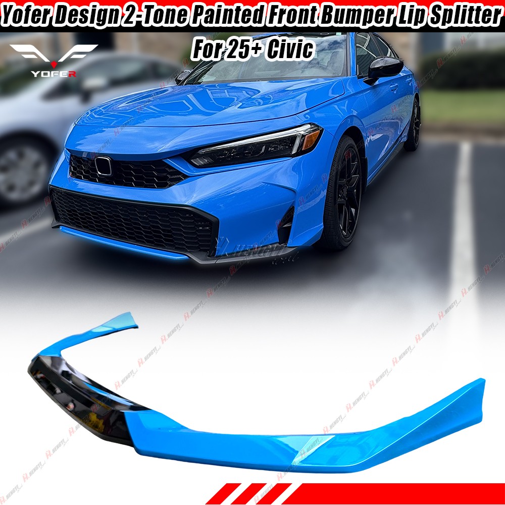 Yofer Design 2-Tone Front Bumper Lip Splitter – Boost Blue & Black For 2025+ Honda Civic