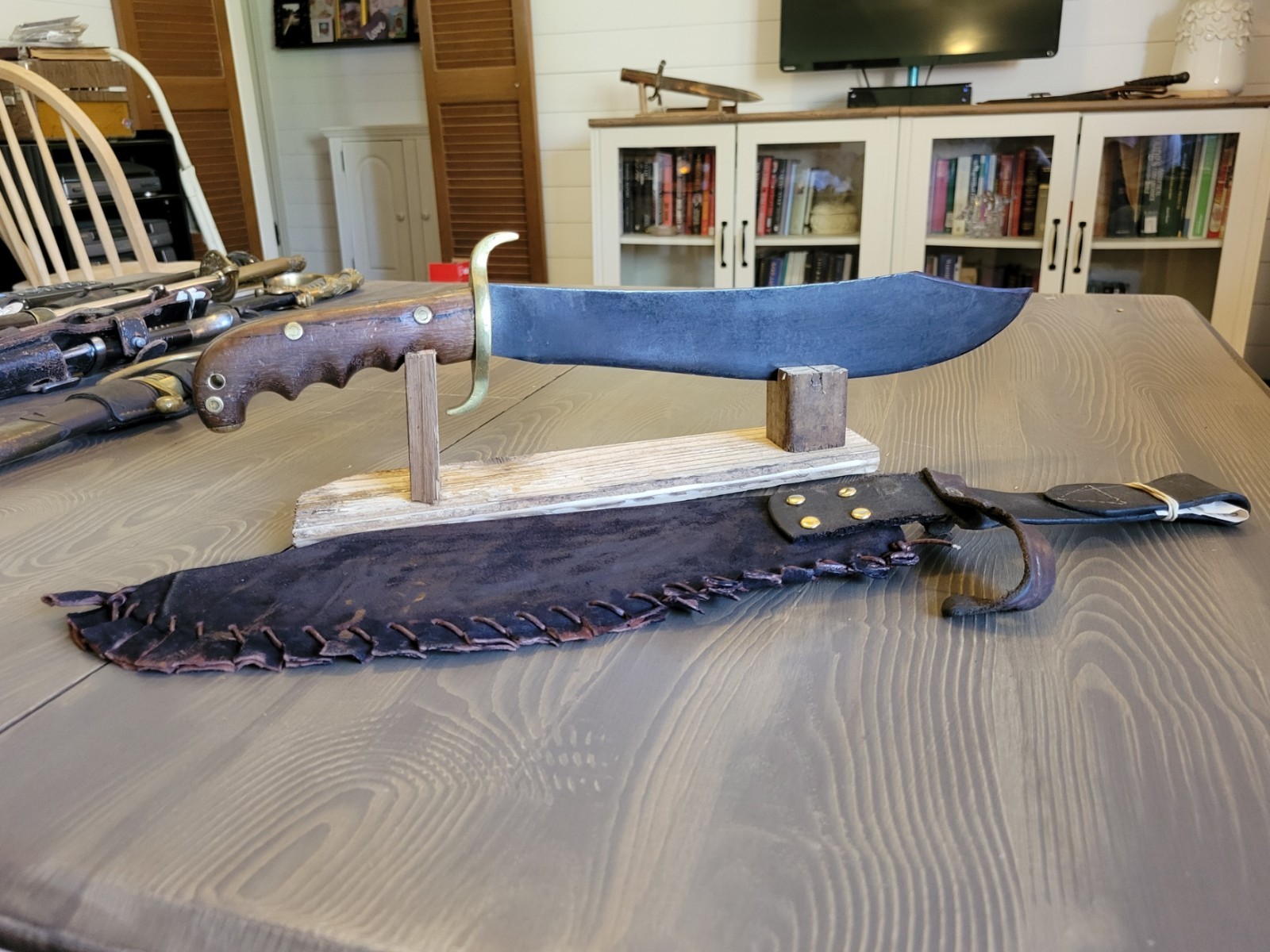 Antique Modified WWI BOLO/Clip-Point Bowie Knife w/Custom Sheath