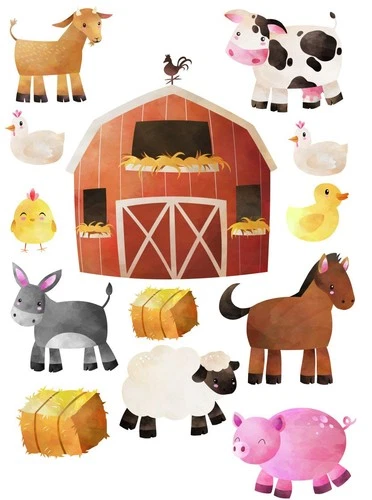 Farm Animals Barn Scene Self Adhesive Wall Sticker