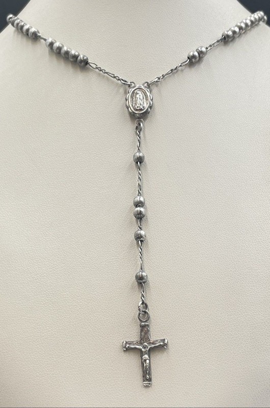 Sterling Silver Rosary Necklace