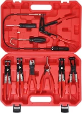 9Pc Hose Clamp Clip Remover Pliers Wire Long Reach Kit Fuel Oil Water Hose Tool