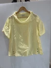 RIDLEY - Dusty Yellow Woven Italian Short Sleeve Top Linen Size Small Cow Neck