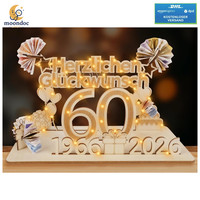 Geldgeschenke Geburtstag 60 Holz Schild GäStebuch Mit LED Lichterkette Deko