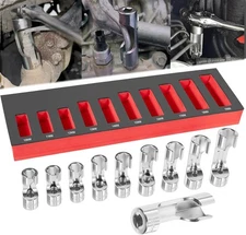 for 12030 Flare Nut Socket Set 10Pcs 3/8" Drive Metric Injector Fuel Line