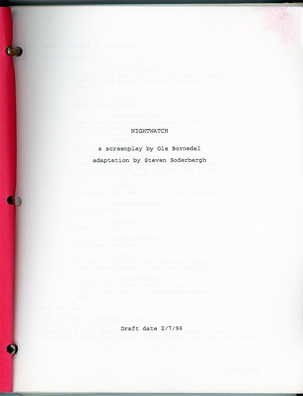 1997 -NIGHTWATCH -Original EWAN McGREGOR Movie Production Used Script