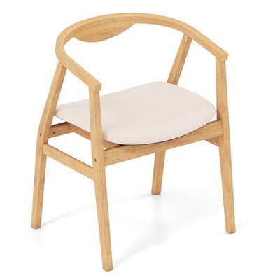 Leisure Bamboo Armchair Modern Accent Chair w/Bamboo Structure & Curved Back