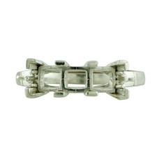 925 Sterling Silver 4mm Square Semi Mount Three-Stone Ring For Wedding Ring