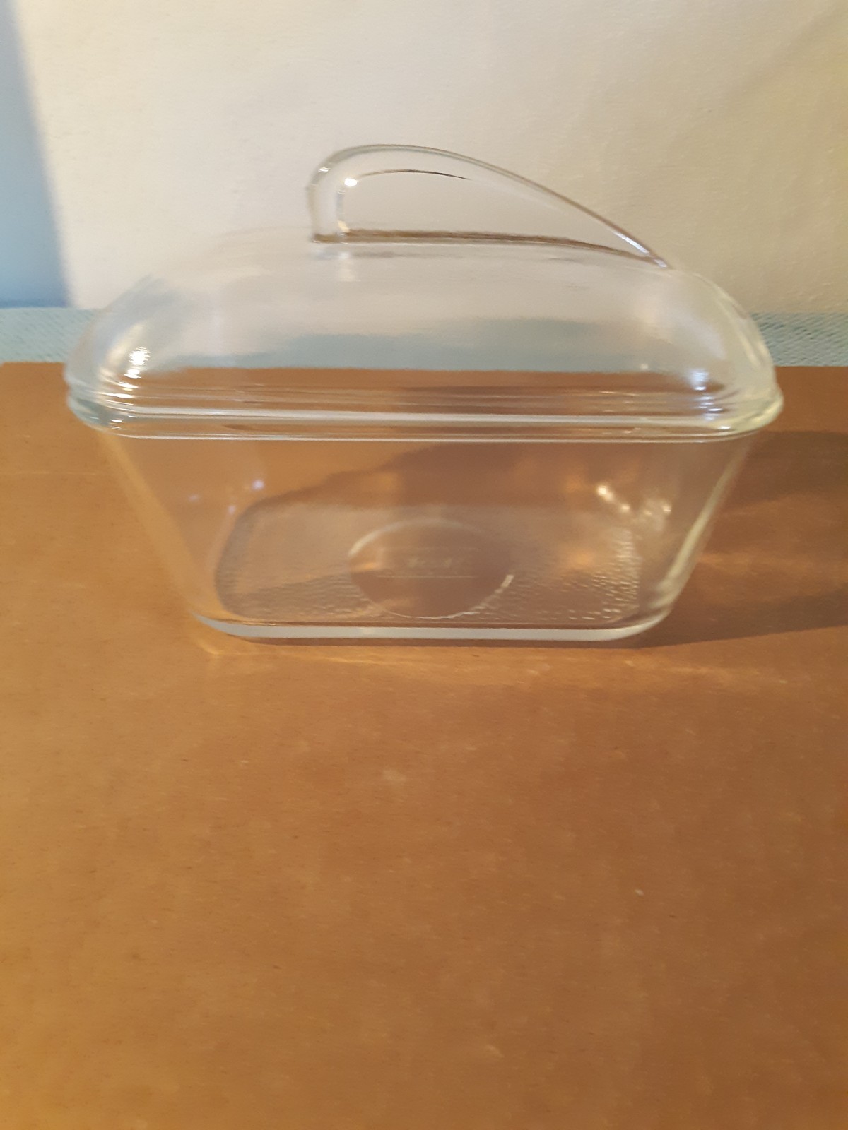 Glasbake Clear Glass Bread/Meatloaf Baking Dish With Wing Handle Lid J-805-14