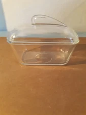 Glasbake Clear Glass Bread/Meatloaf Baking Dish With Wing Handle Lid J-805-14