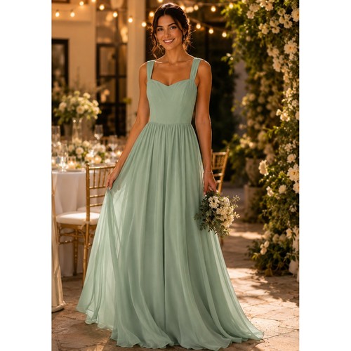 Azazie Calianna Maxi Dress C A4 Matcha Formal Evening Gown Bridesmaid Gala NEW