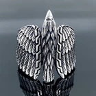 Men’s Eagle Wing Ring 925 Sterling Silver Bird Wrap Adjustable Biker Ring