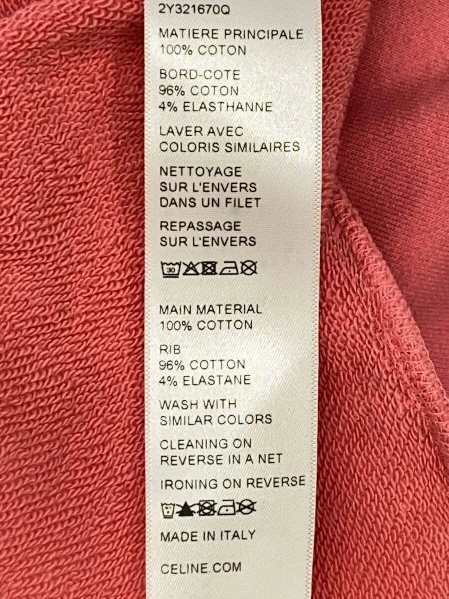 Felpa con cappuccio CELINE 2Y321670Q logo anteriore grezzo M cotone rosa usata