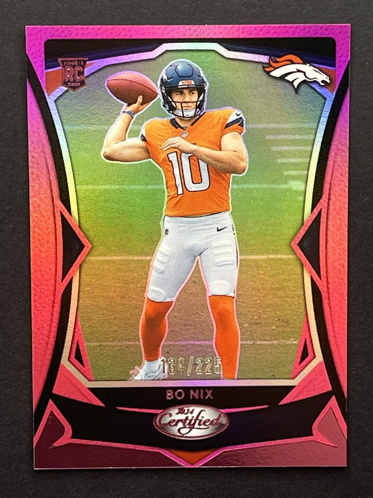 2024 Panini Certified Bo Nix Mirror Pink /225 Rookie RC #109 Denver Broncos NFL