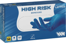 GUANTI IN LATTICE ALTO SPESSORE HIGH RISK BLU 50 PZ Taglia L