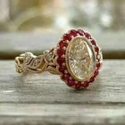 3.5Ct Art Deco Vintage Style Lab Created Diamond & Ruby Wedding 14k Gold FN Ring