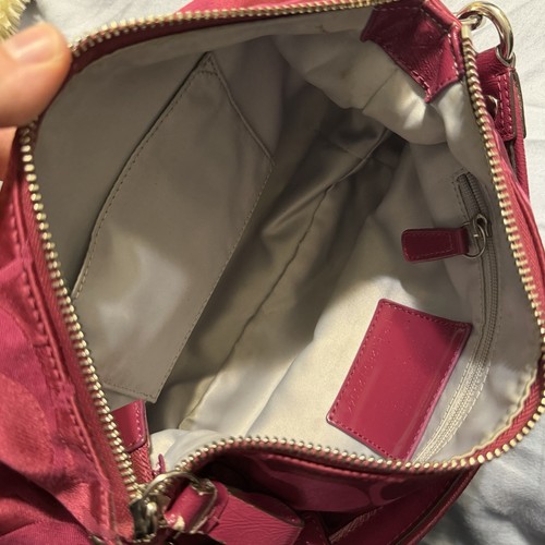 Coach Poppy Raspberry Red Pink Signature Zip Shoulder… - Gem