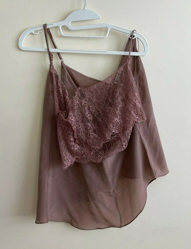 New Free People Intimately Lace Cami Top, Mauve Purple, Small, RRP $68