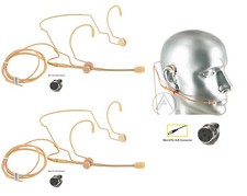 2PCS Tan Beige Gooseneck Boom Headset Microphone for Shure Wireless Body Pack