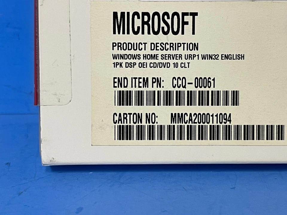 Microsoft Windows HOME SERVER URP1 WIN32 CROM ENG 1PK DSP OEI CD/DVD 10 CLT KIT - Image 4 of 4