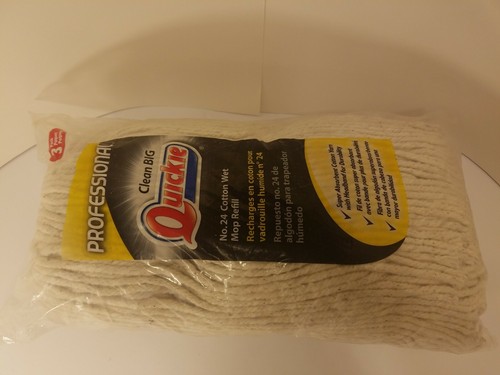 Quickie Cotton Wet Mop Refill, 3-Pack , 24 ounce #0381-3