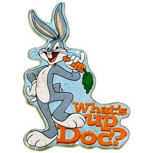 bugs bunny & carrot embossed die cut tin sign. chill out w.