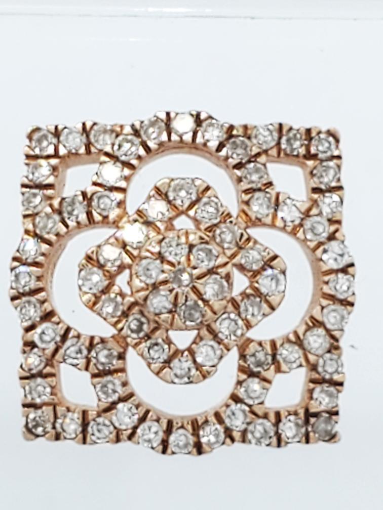 10K Solid Rose Gold Diamond Cluster Earrings (AP1… - image 2