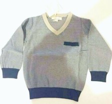 Poppy Rose Little Boys V-Neck Striped Pullover, Size 18-24M
