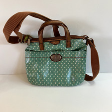 Fossil Womens Crossbody Purse Green Lady Bugs Key Per Canvas Coated Handbag