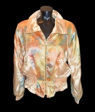 Petite Sophisticate Vintage 80s Yellow Multicolored Satin Jacket size S
