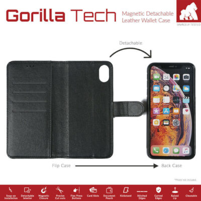 iPhone 16, 15, 14,13,12,X,XR,8,7 Hülle Magnet Leder 2in1 Stoßfest Kartenfach