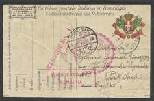 ITALY, 1918, FELDPOST TO PALESTINE IN WAR AGAINST OTTOMAN EMPIRE