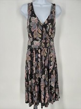 MAEVE by Anthropology Paisley MIDI Dress Sleeveless Stretch Jersey Wrap Bodice S