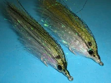 FLY FISHING FLIES - Olive/Pearl SARDINA BAITFISH size #1/0 (2 pcs.)