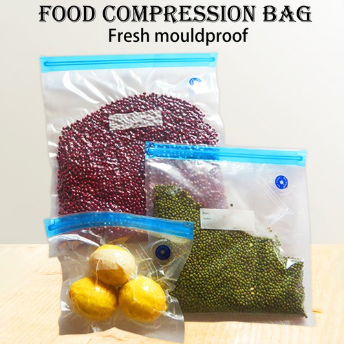 5pcs Food Sealer Bags Dual Sealing Zippers Moisture-proof Meat Vegetable Storage