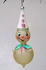 Vintage Unsilvered Glass WINKING Mica CLOWN Christmas Ornament De Carlini Italy