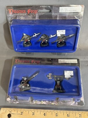 TWO Packs of Dwarven Forge  Master Maze 3-D Miniatures ORCS Pole Arrows Leader