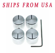 4x Metal Guitar Bass Knobs 1/4" Pots Knob w/ Indicator fits Fender Tele/P Bass